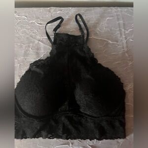 Victoria's Secret Pink Black Lace Bra Racer Back Padded Size Small